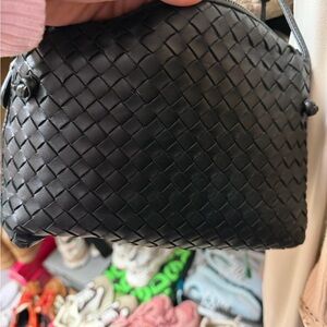 Bottega Veneta Black Woven Cosmetic Case